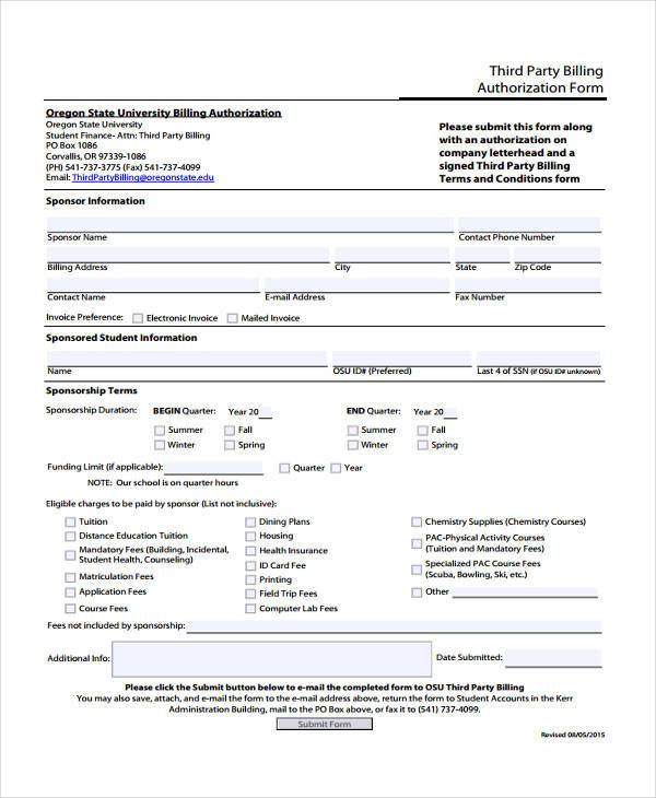 third party invoice authorization form