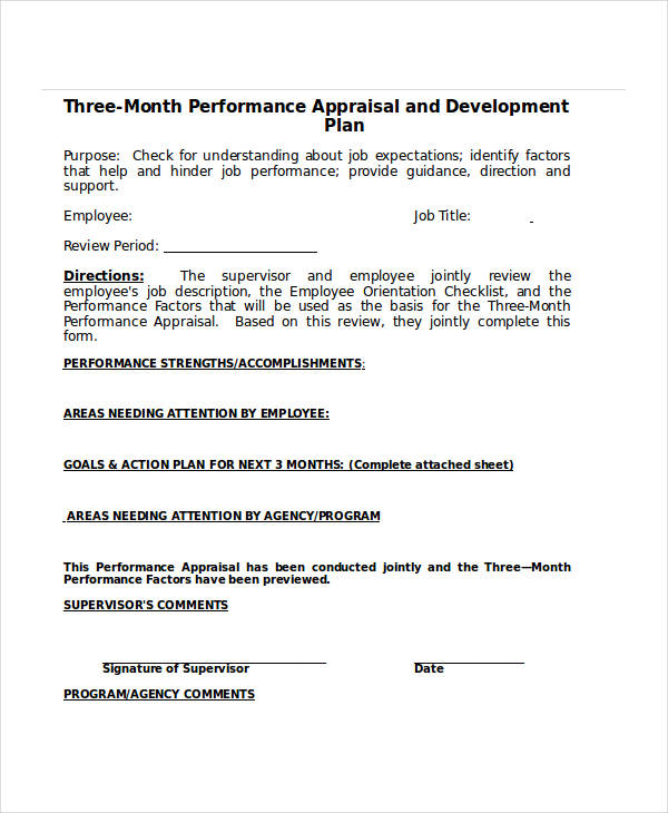 three months probationary employee evaluation form