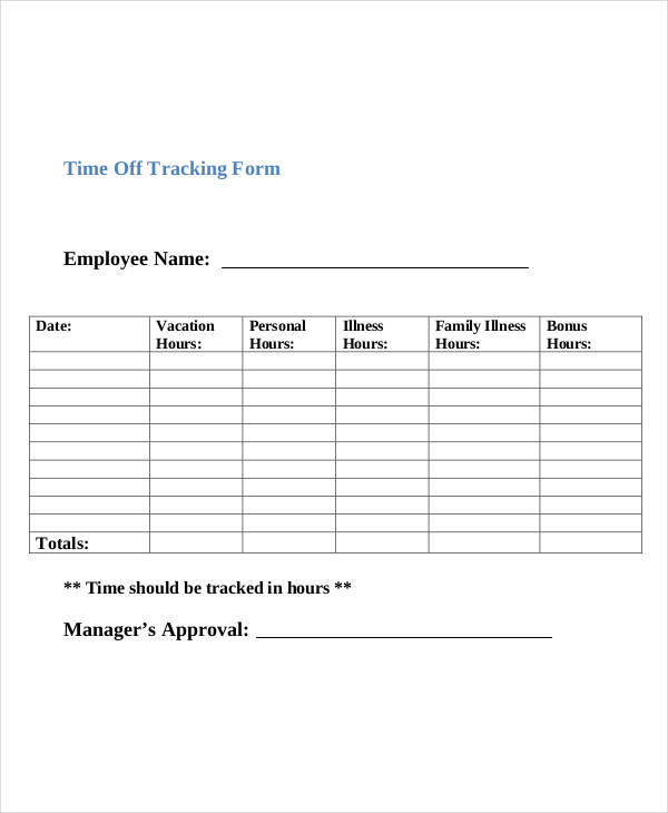 time off tracking form