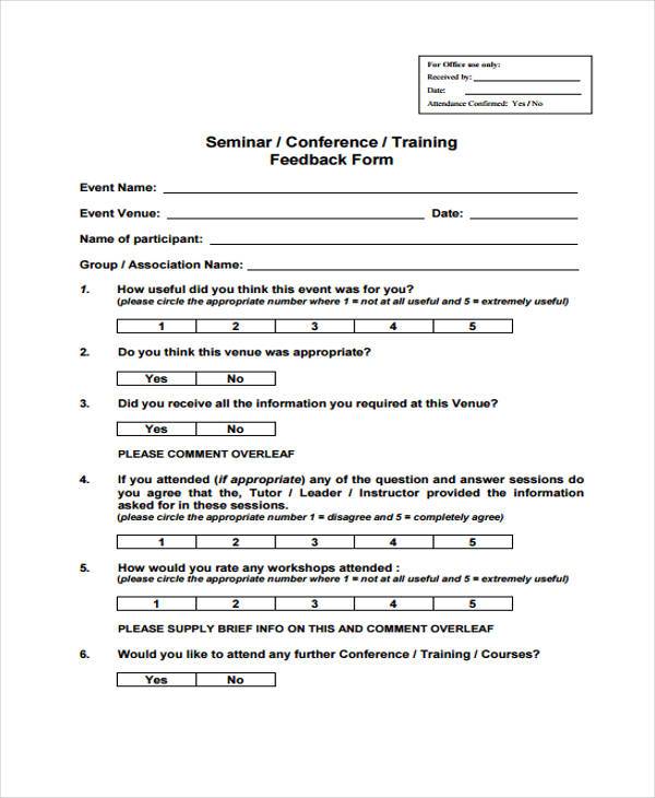 training conference feedback form