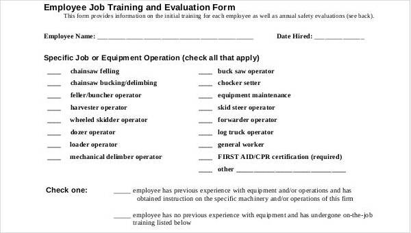 Training Evaluation Form In PDF