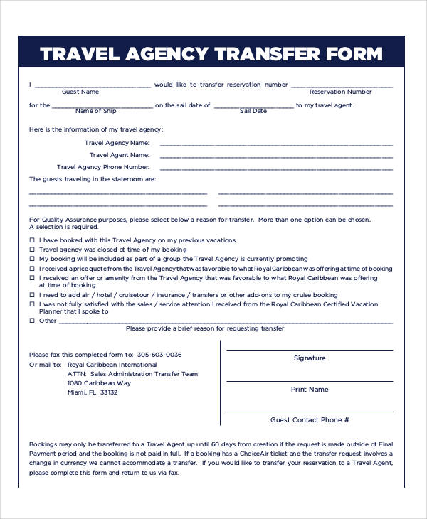 travel agency reservation form1