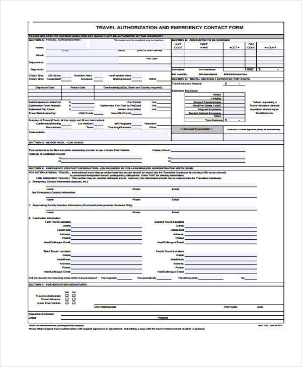 travel authorization emergency contact form1