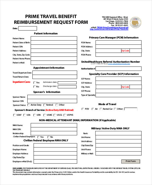 travel benefit reimbursement request form1