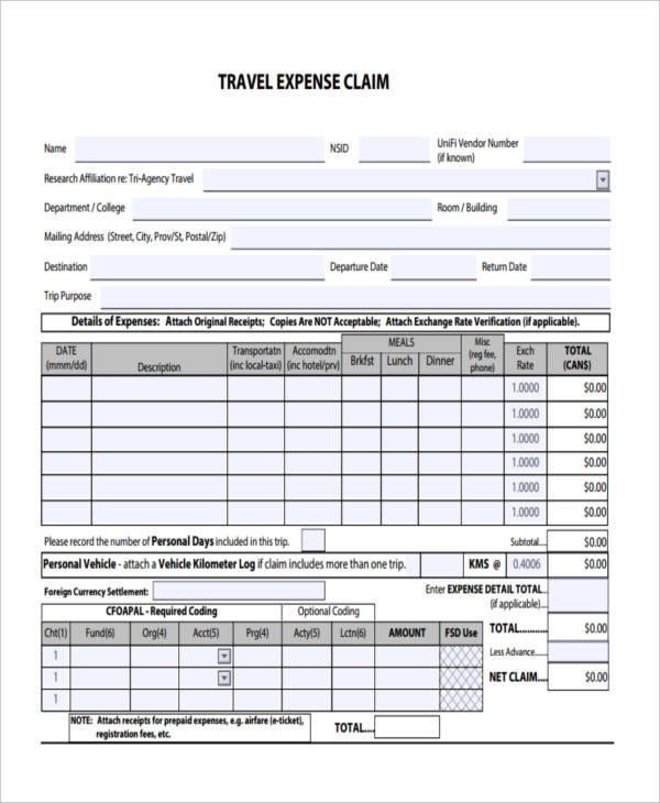 Free 37 Sample Claim Forms In Pdf Excel Ms Word 8554