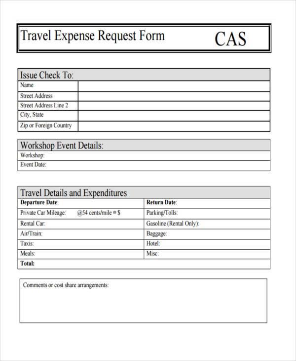 travel expense request form