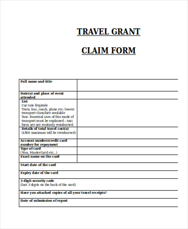 travel fund claim form