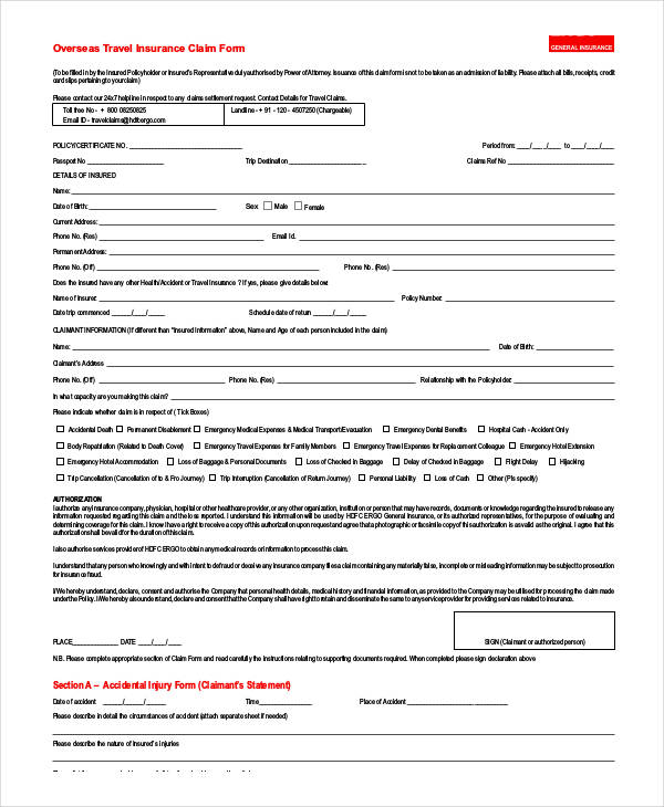 Automobile Insurance Claim Form