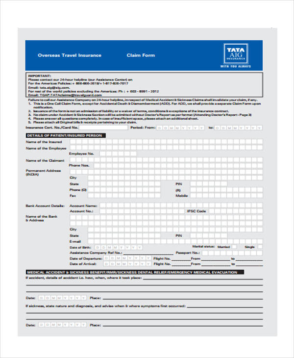travel insurance claim form8