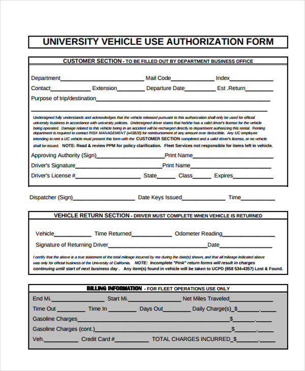 FREE 14+ Vehicle Authorization Forms in PDF MS Word