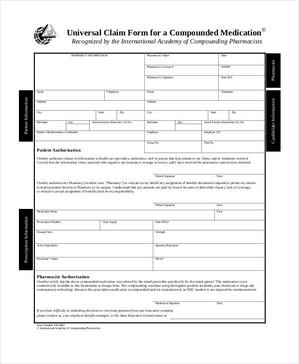 universal claim form in pdf