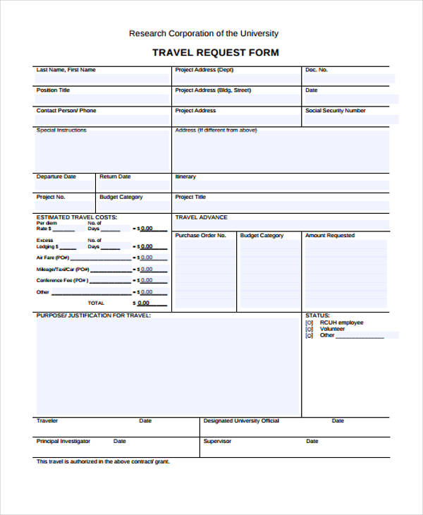 uhd travel request