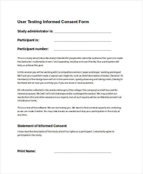 user testing informed consent form