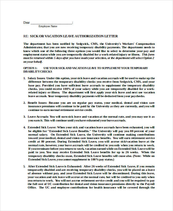vacation leave authorization form in doc