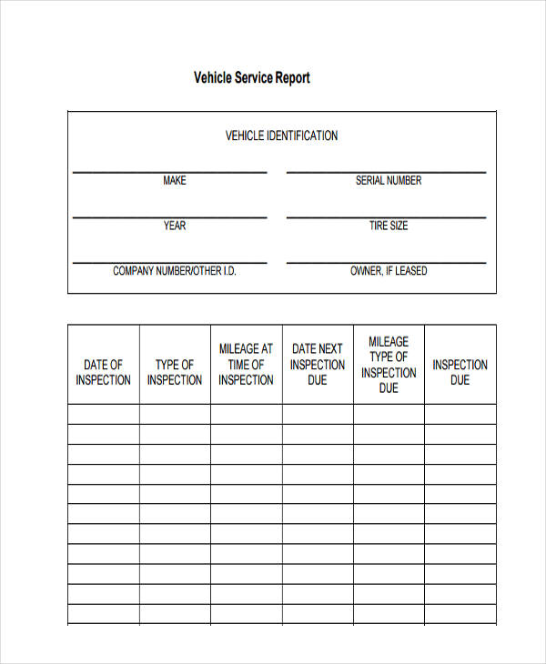 vehicle service report form