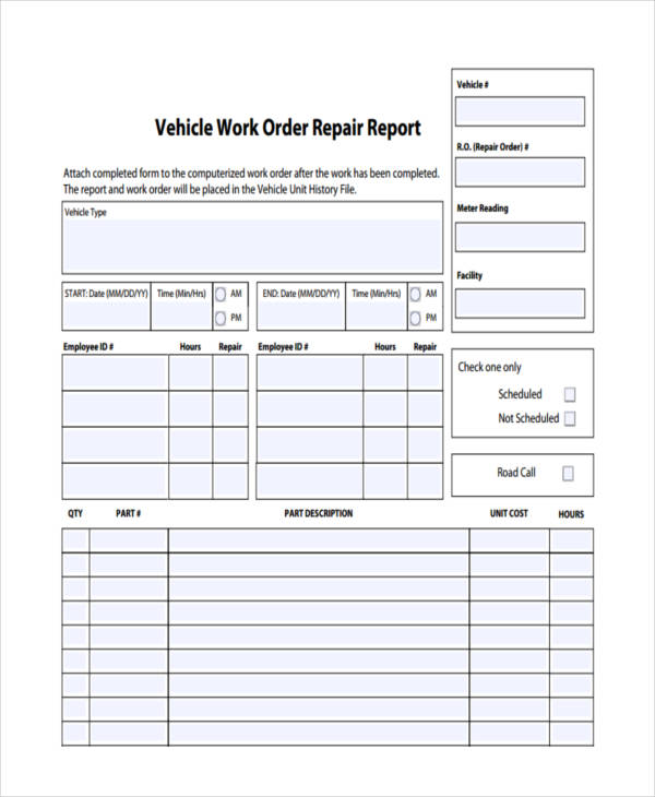 FREE 31+ Work Order Form Samples, PDF, MS Word, Google Docs, Excel