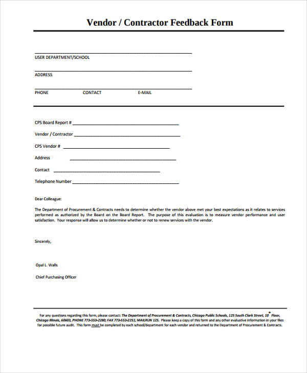 vendor feedback survey form1