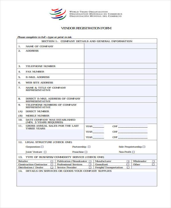 vendor registration form in pdf