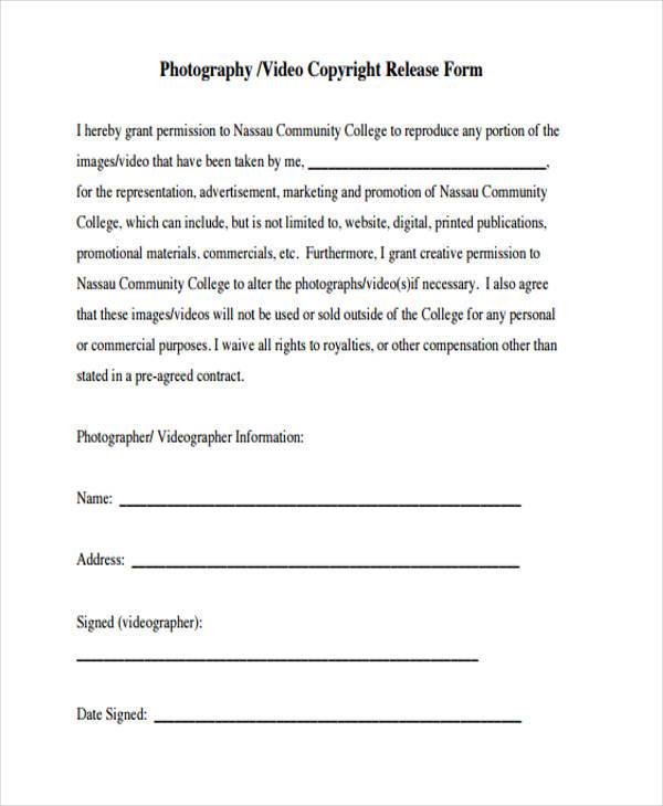 video copyright release form template