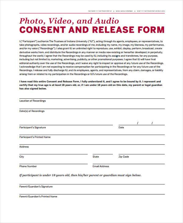 video release consent form template