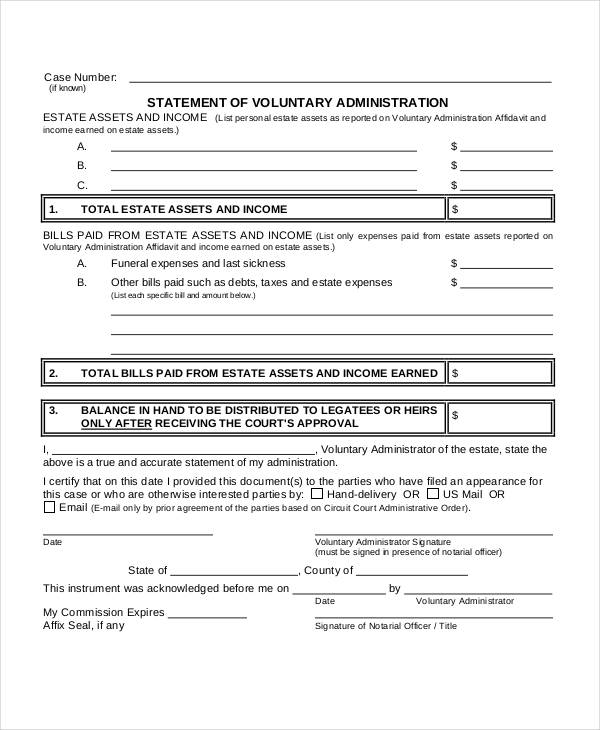 voluntary administration statement form1
