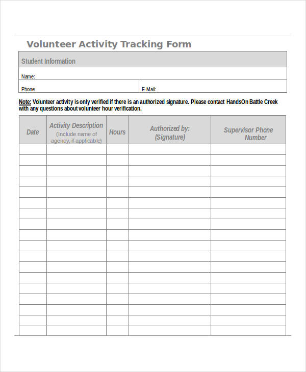 volunteer activity tracking form4