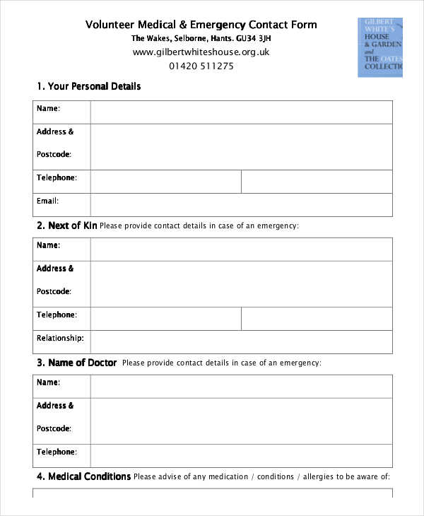 volunteer medical emergency contact form1