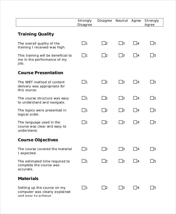 web based course training evaluation form2