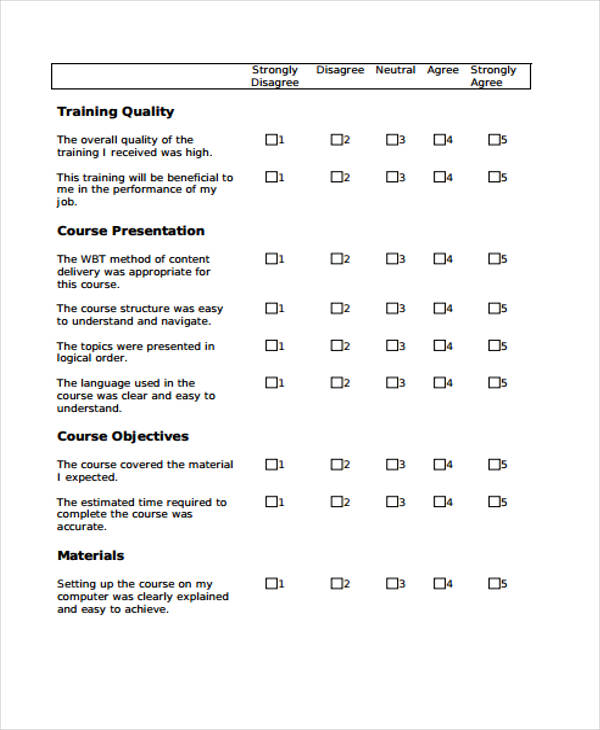 web based training course evaluation form3