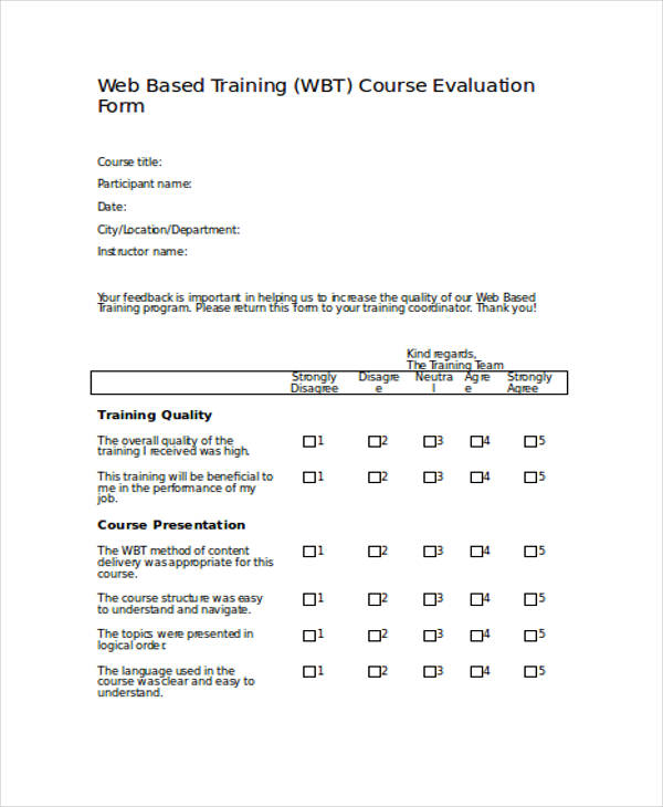 web based training course evaluation form2