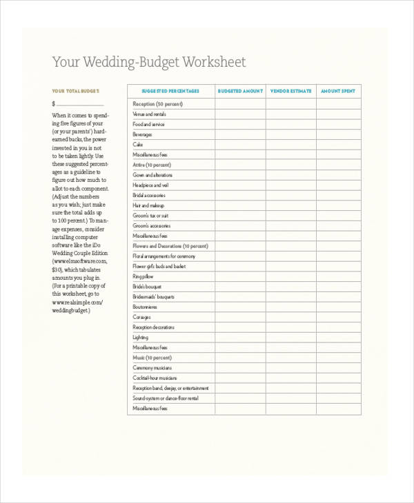 wedding budget worksheet form3