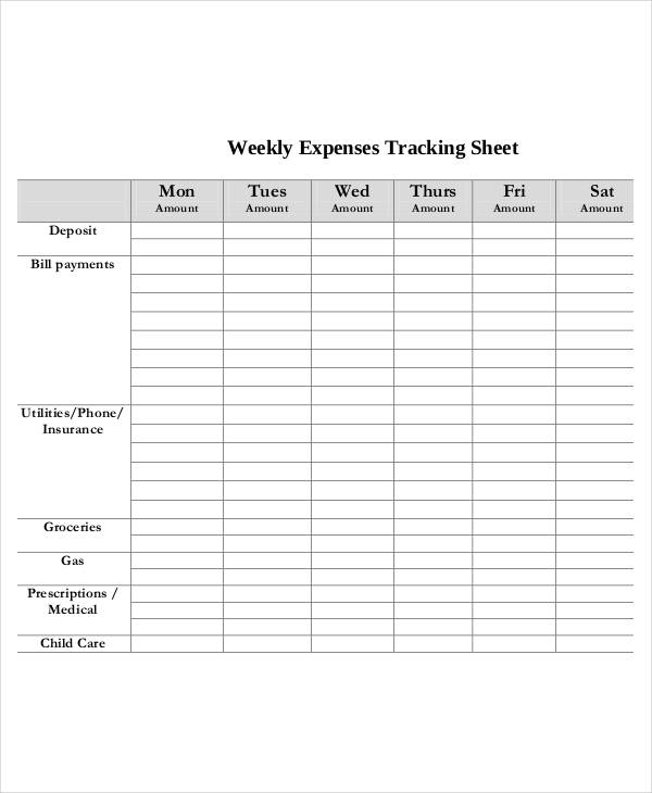 weekly expense tracking sheet