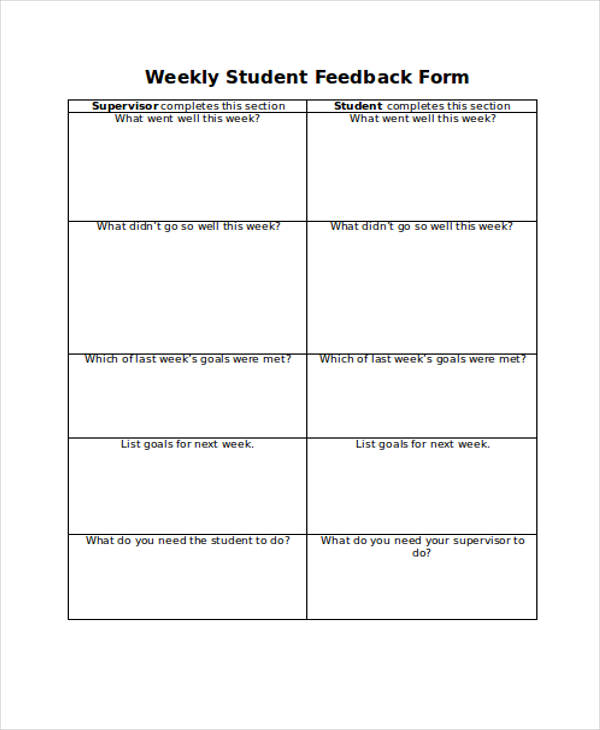 weekly student feedback form template