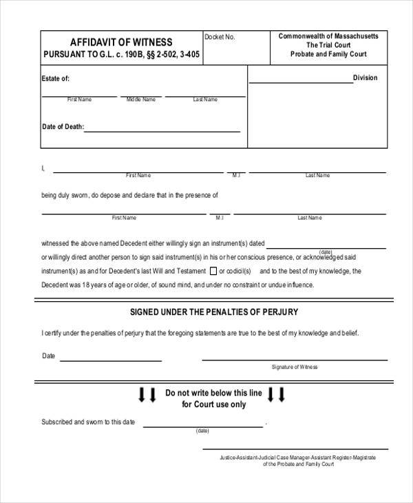 Free 50 Affidavit Forms In Pdf Ms Word Excel 7900