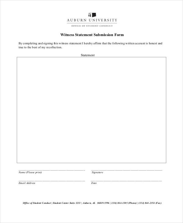 witness statement submission form