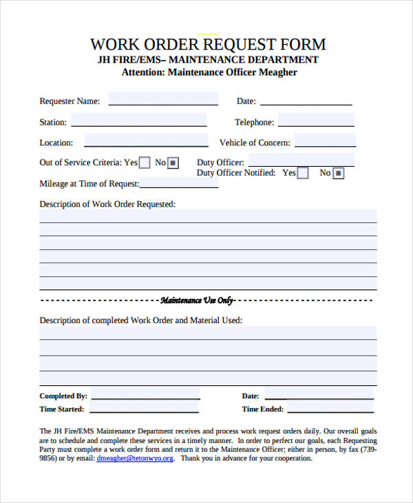 work maintenance order request form in pdf