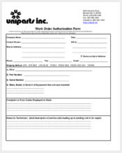 work order authorization form