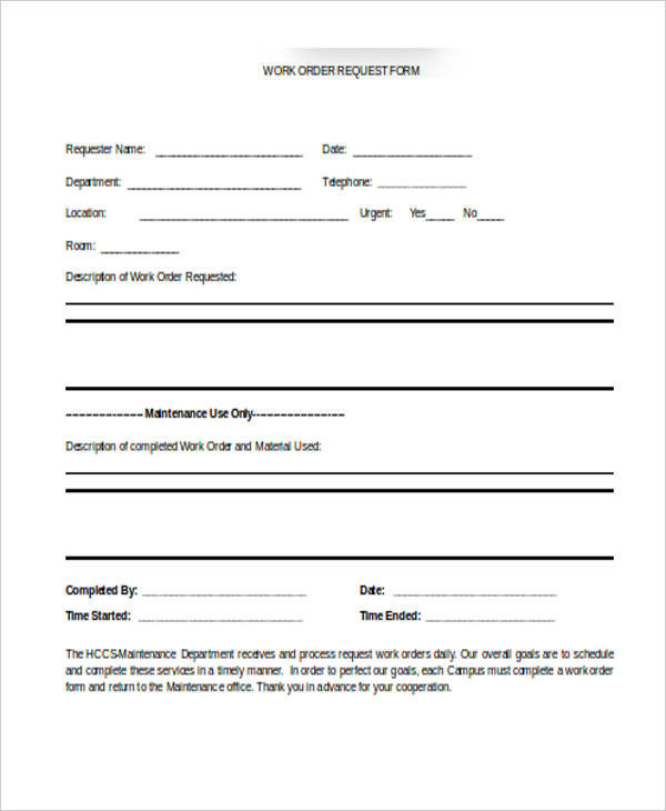 Job Order Form Sample