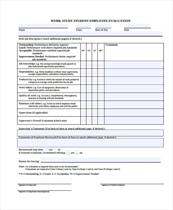 work study student employee evaluation form2