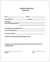 workplace violence complaint form