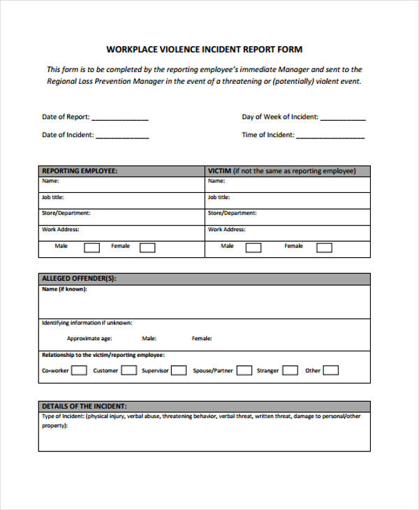 Incident Report Letter Sample In Workplace PDF Template