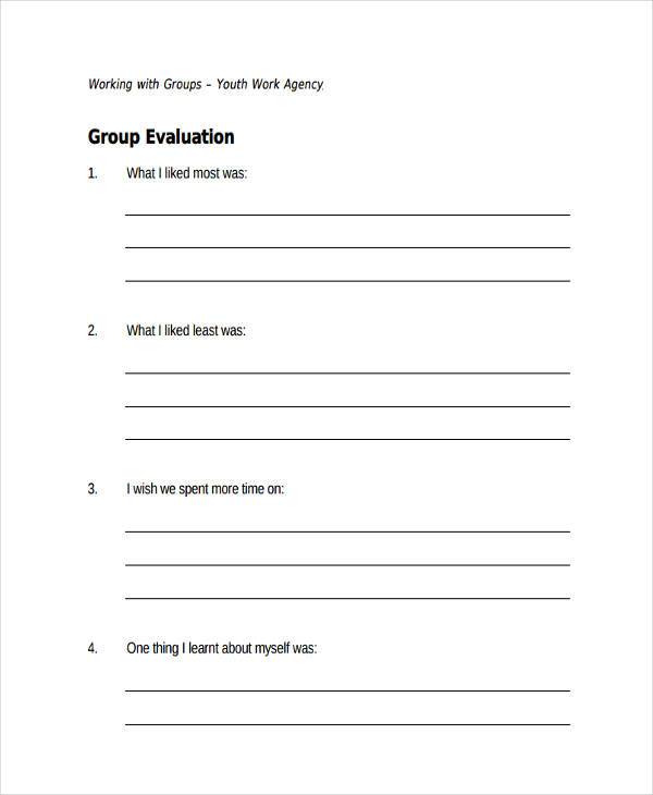 youth group evaluation form