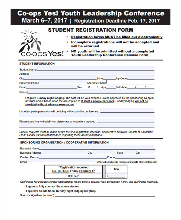 youth leadership conference registration form2