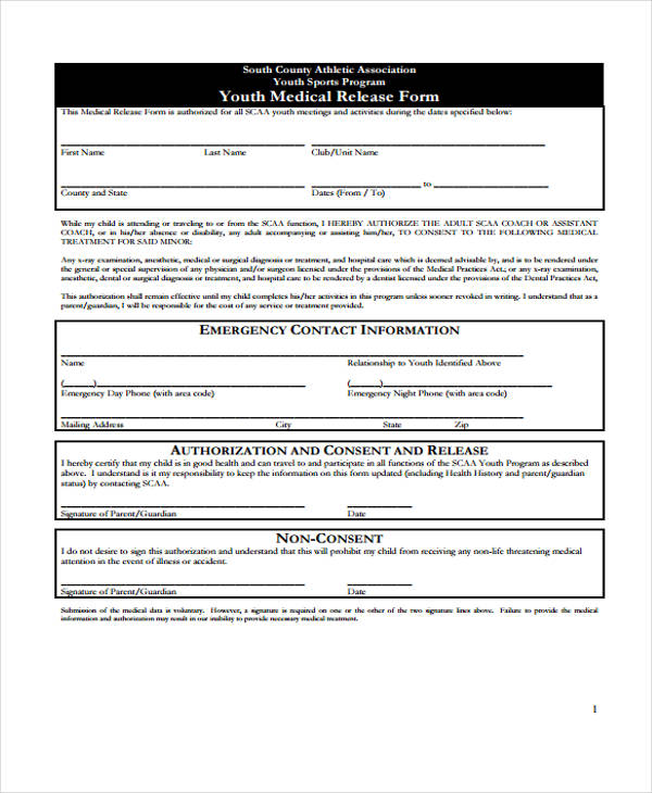 youth medical release form