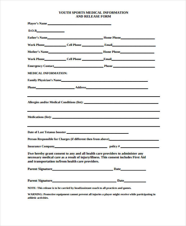 youth sports medical release form3