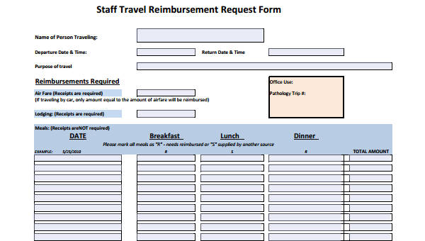 Travel Reimbursement Form Template HQ Printable Documents