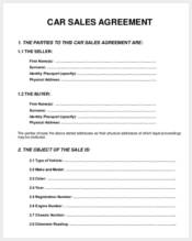 sale agreement form for car