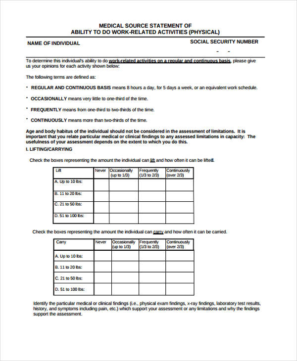 accord medical statement form