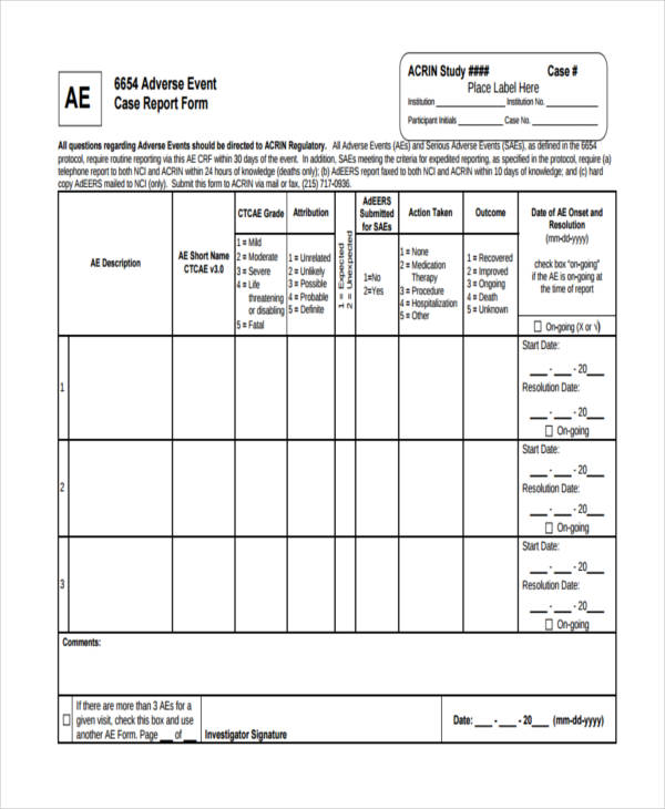 FREE 11+ Adverse Event Forms in PDF | MS Word | Excel