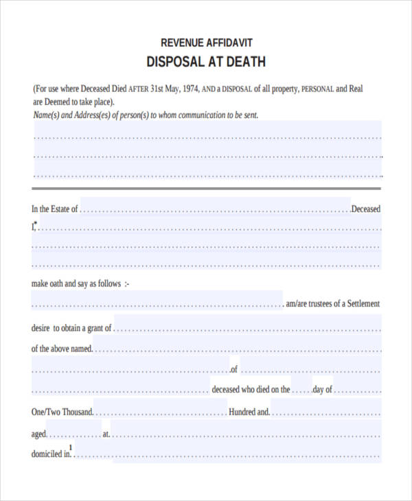 affidavit disposal form
